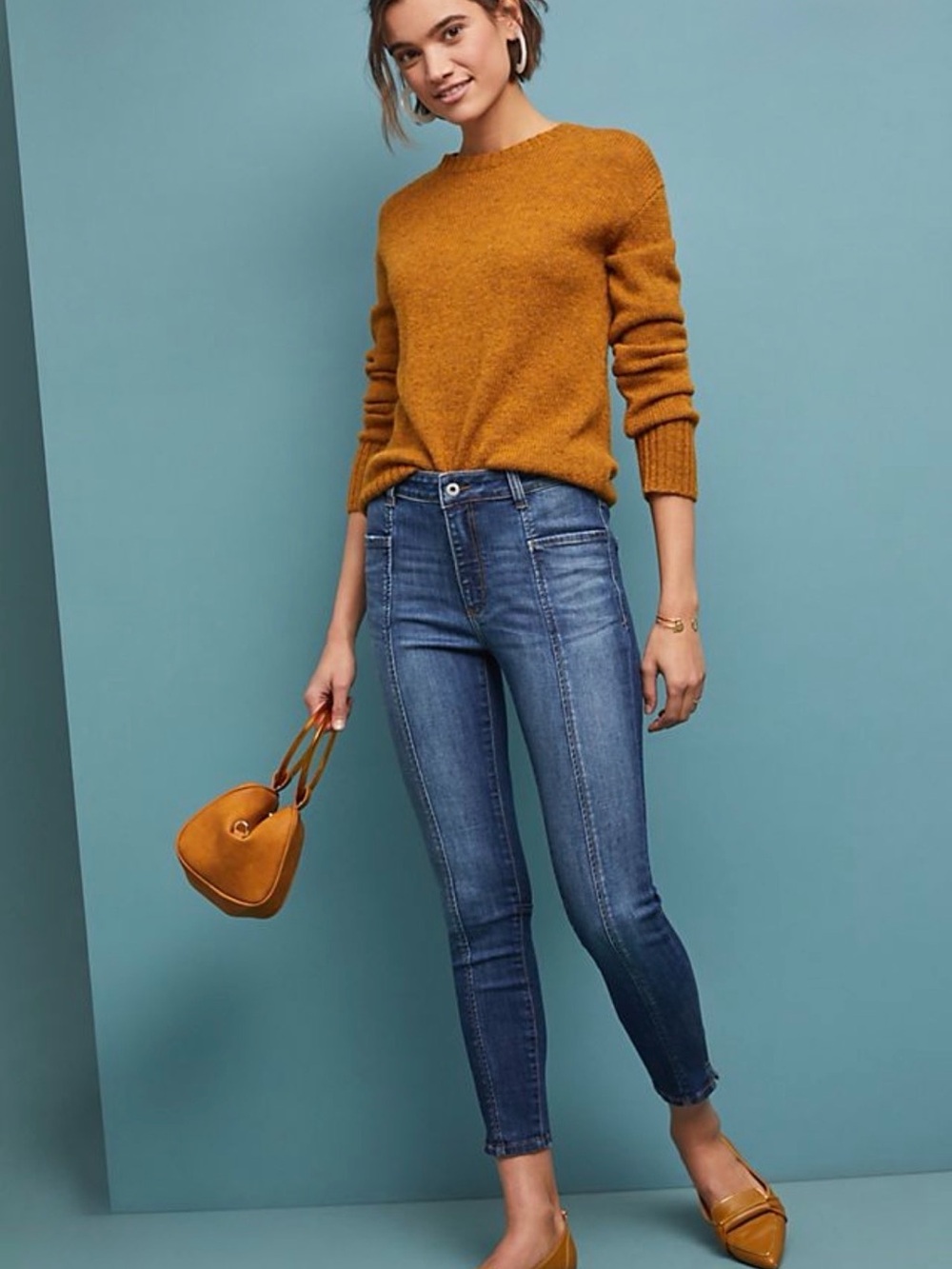 anthropologie Pilcro + The Letterpress Hi-Rise Denim Pintuck Legging - 27